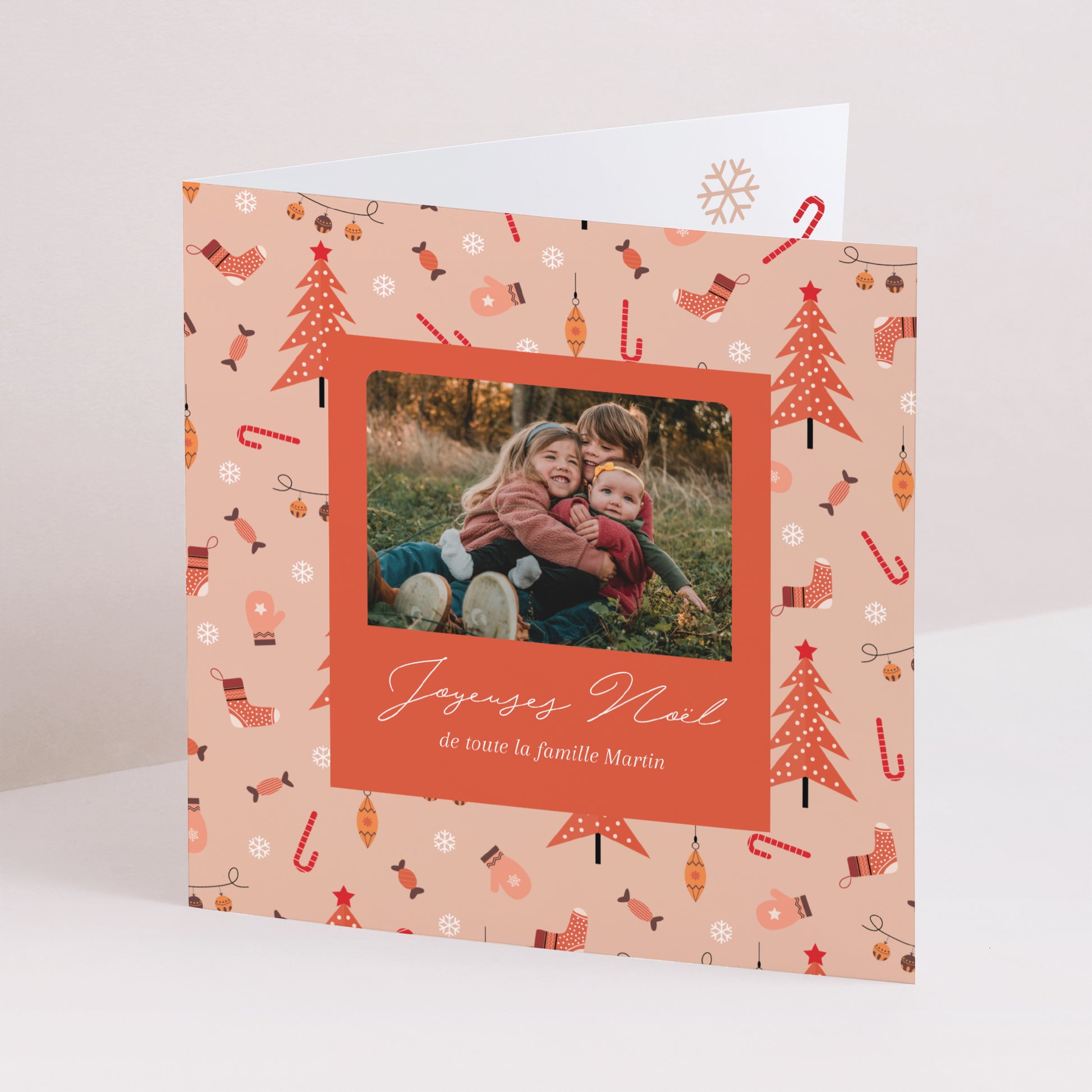 Carte de Noel Fin d'année Carré double volet Moments précieux photo N° 1