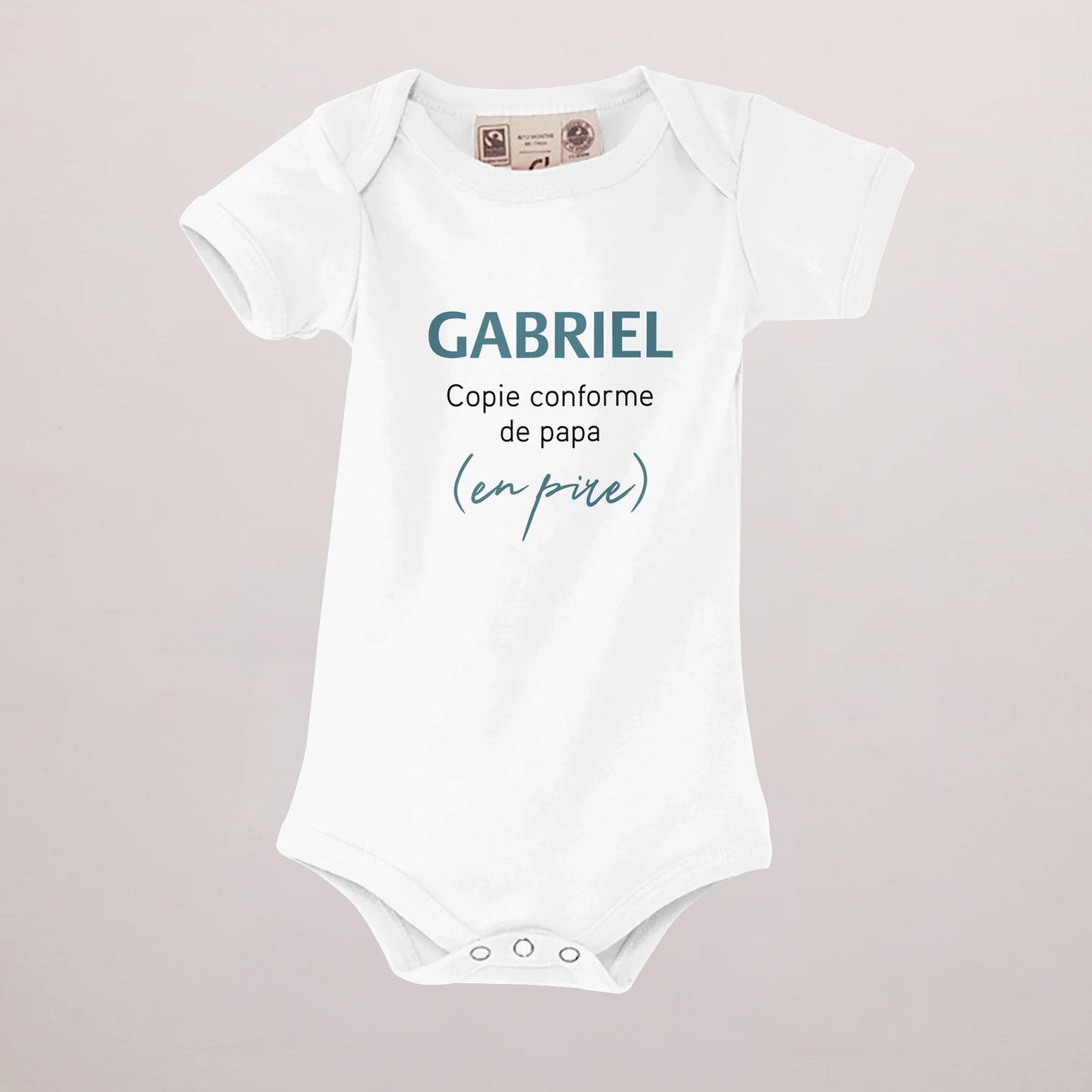 Body personnalisé Naissance blanc recto Copie conforme de papa (en pire) photo N° 1