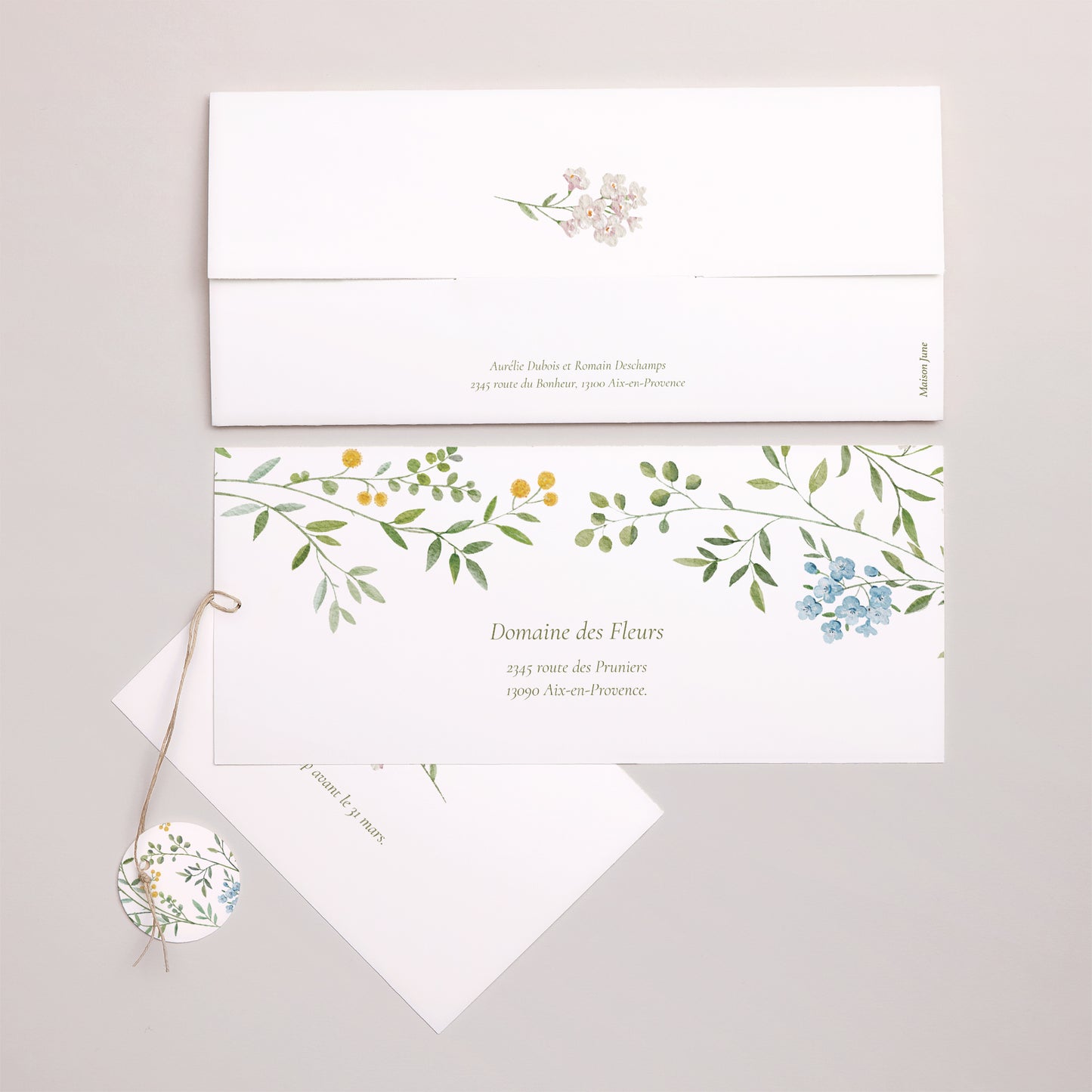 Faire-part Mariage Pochette 2 cartes, étiquette Le Jardin des Cœurs photo N° 4