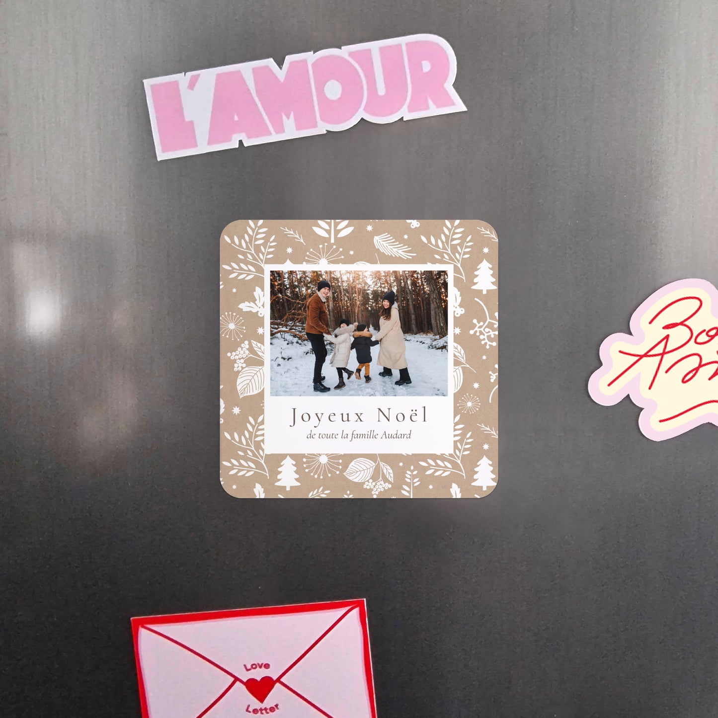 Carte de Noel Fin d'année Lot de 8, magnétique, carré coins arrondis Traditions de Noël photo N° 4