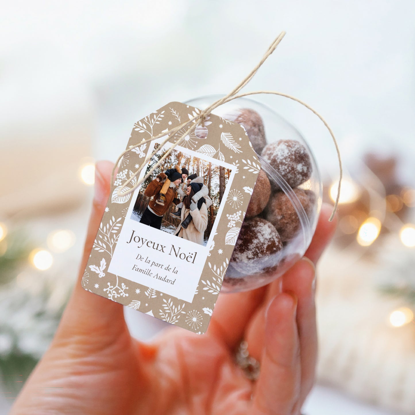 Boîte à dragées Fin d'année boule avec étiquette fanion Traditions de Noël photo N° 3