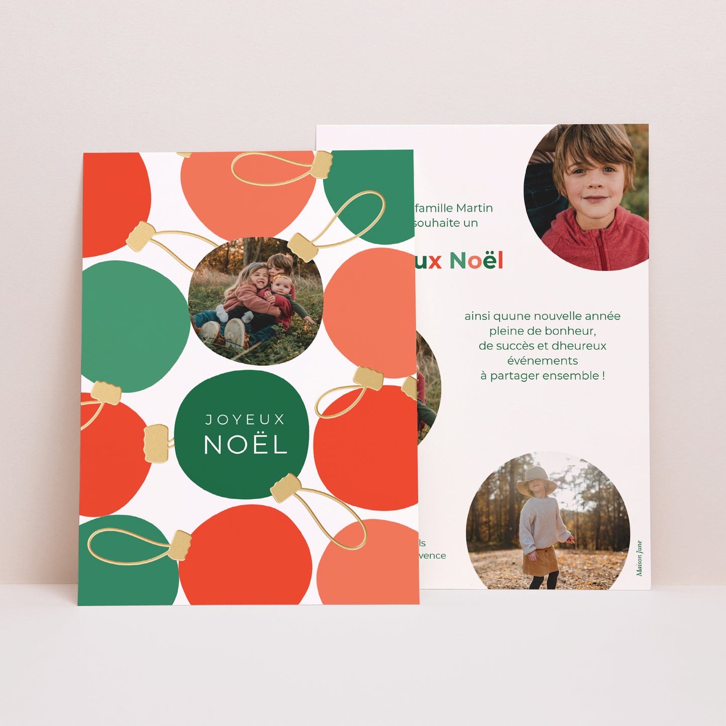 Carte de voeux Fin d'année Portrait Noël en Suspension photo N° 1