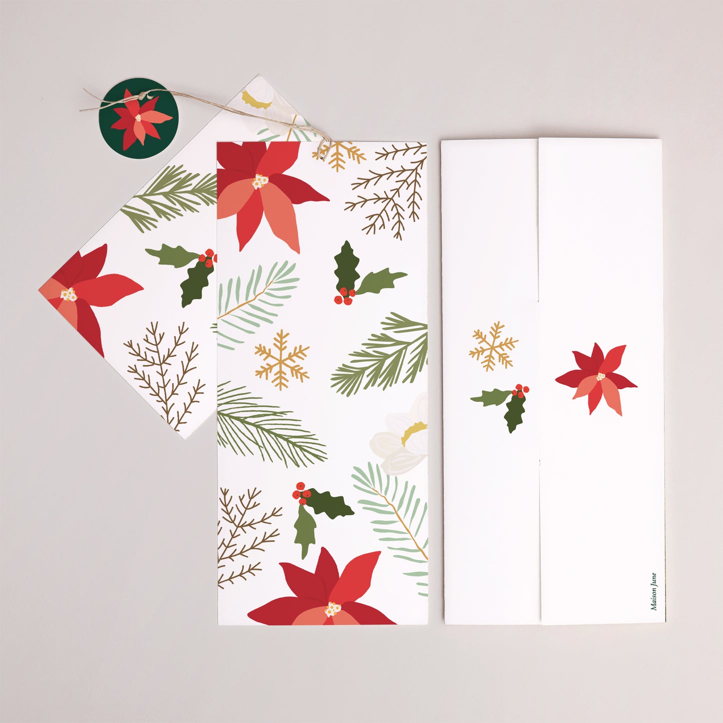 Carte de voeux Fin d'année Pochette portrait 2 cartes, étiquette Herbier de Noël photo N° 4