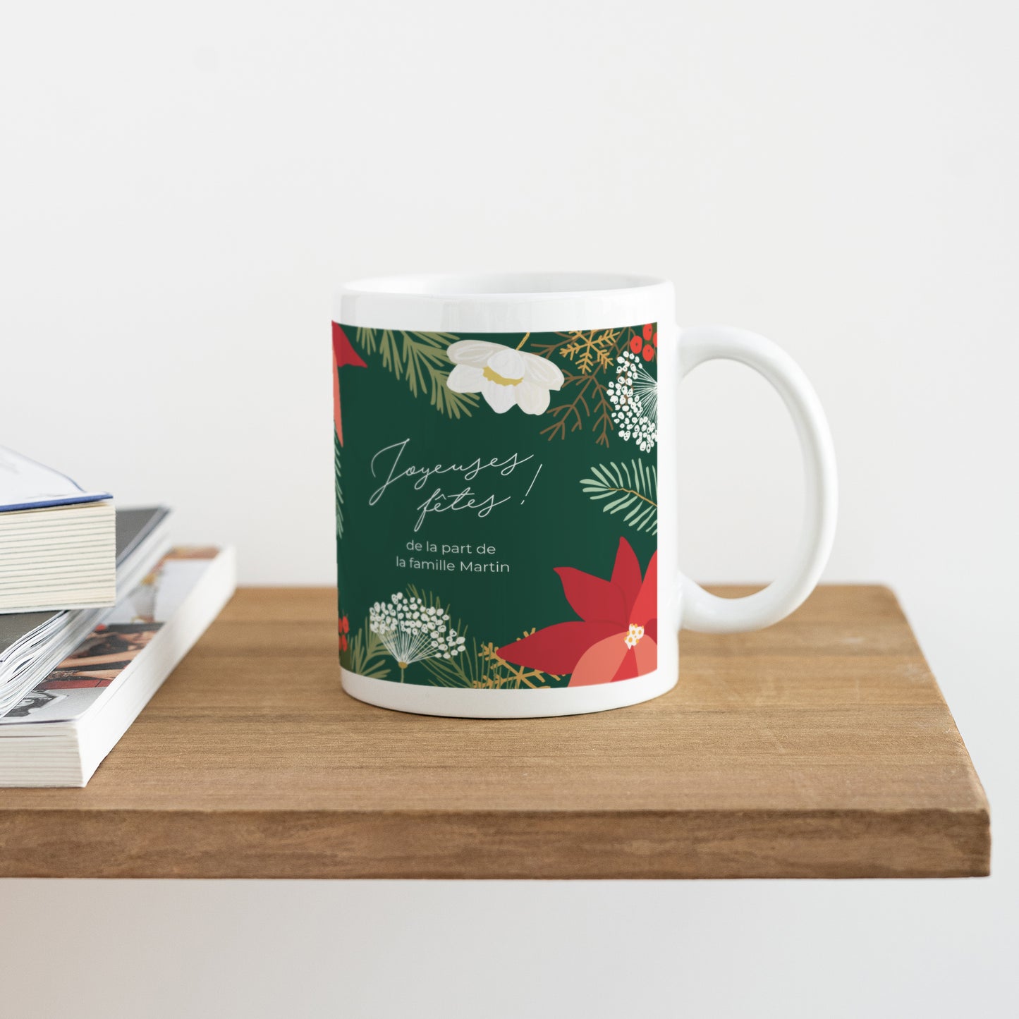 Mug Fin d'année Blanc Herbier de Noël photo N° 4
