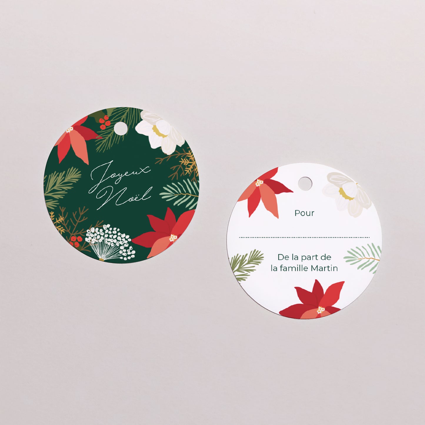 Boîte à dragées Fin d'année boule avec étiquette ronde Herbier de Noël photo N° 3