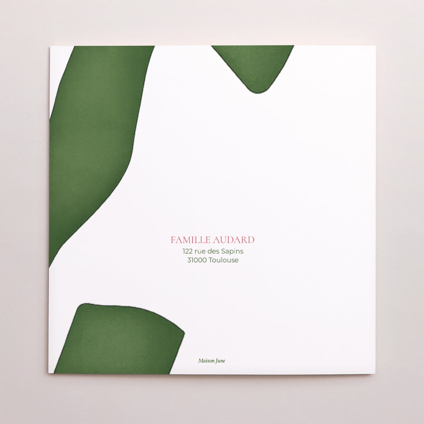 Carte de voeux Fin d'année Carré double volet Neige d’Émeraude photo N° 3