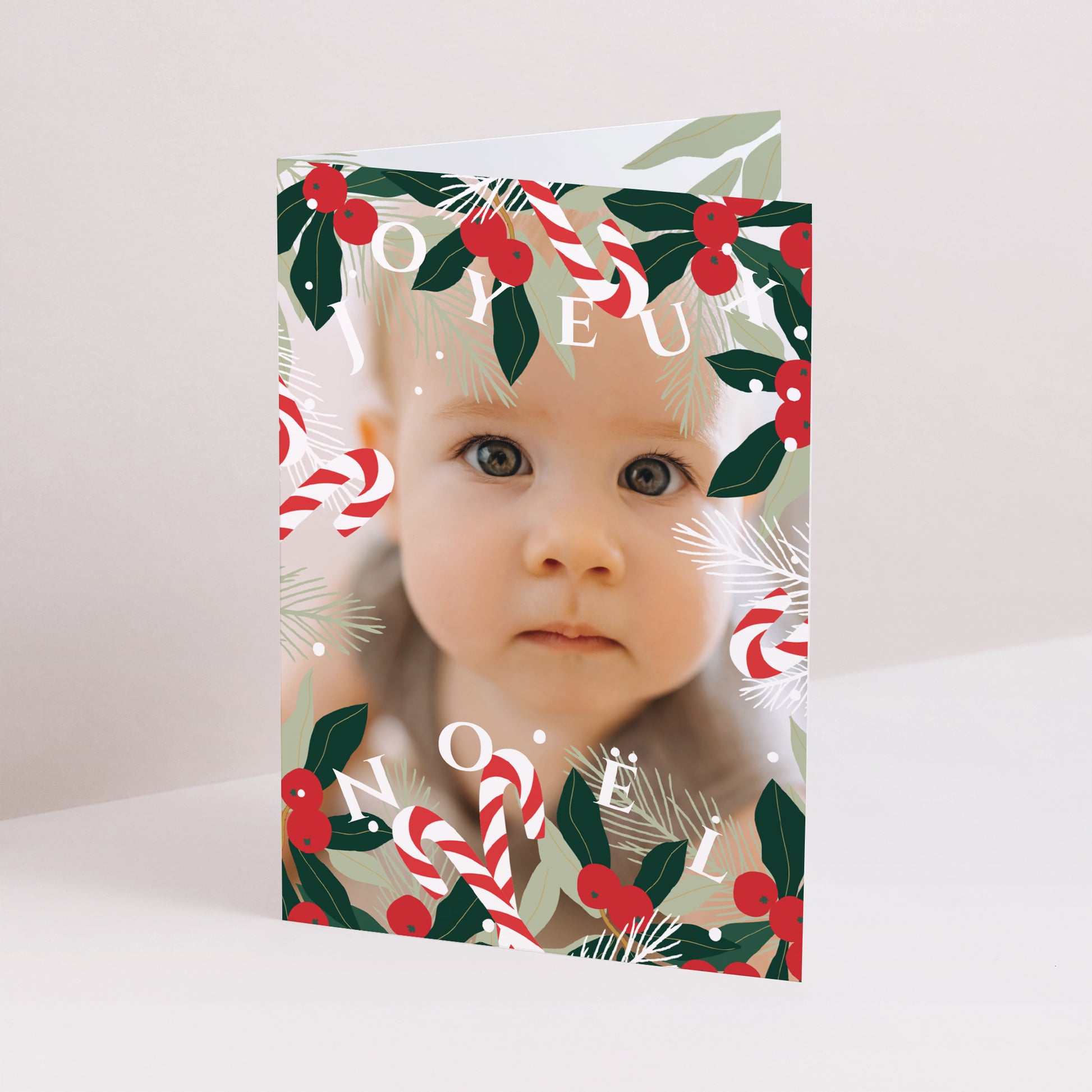 Carte de Noel Fin d'année Double volet portrait Houx & Sucre d’Orge photo N° 1