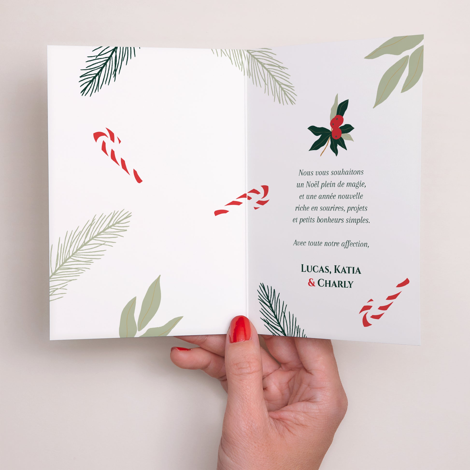 Carte de Noel Fin d'année Double volet portrait Houx & Sucre d’Orge photo N° 2