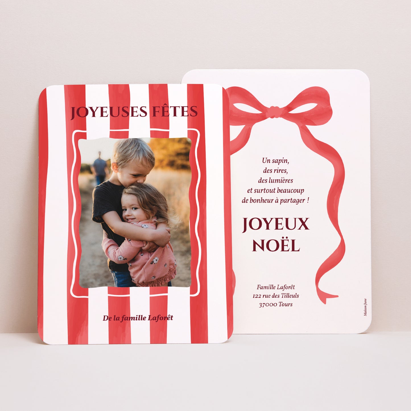 Carte de voeux Fin d'année Portrait, bords arrondis Sweet Christmas photo N° 1