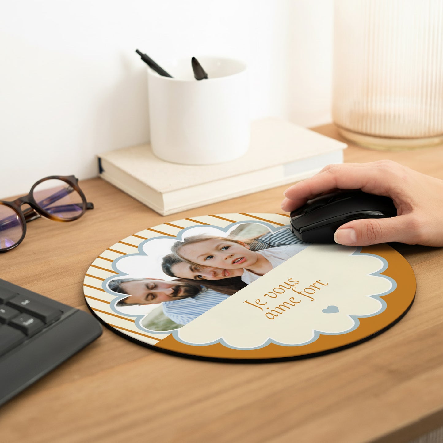 Tapis de souris Fin d'année Rond Bleu ambre photo N° 2