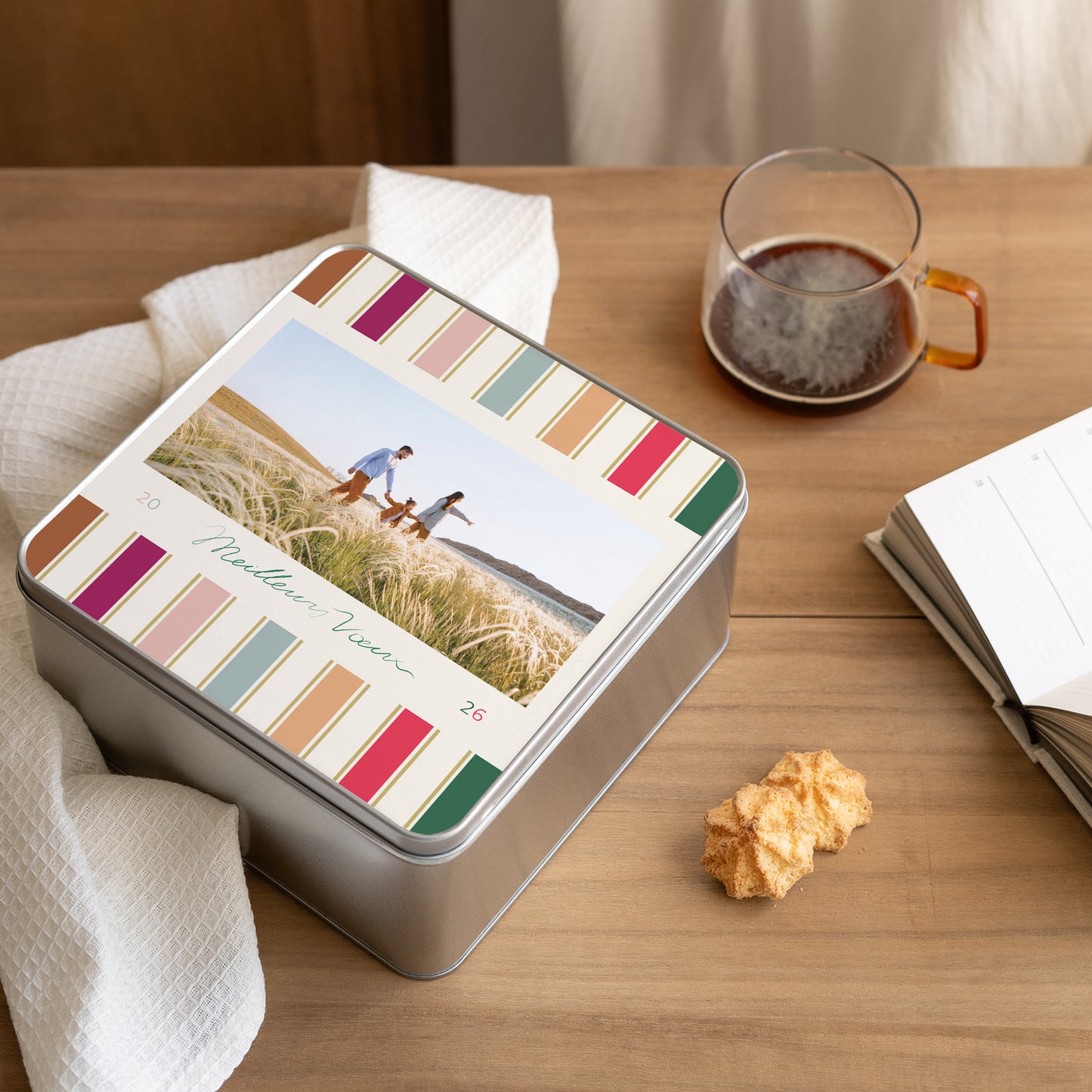 Boite métallique Fin d'année Carrée Rubans de Noël photo N° 2