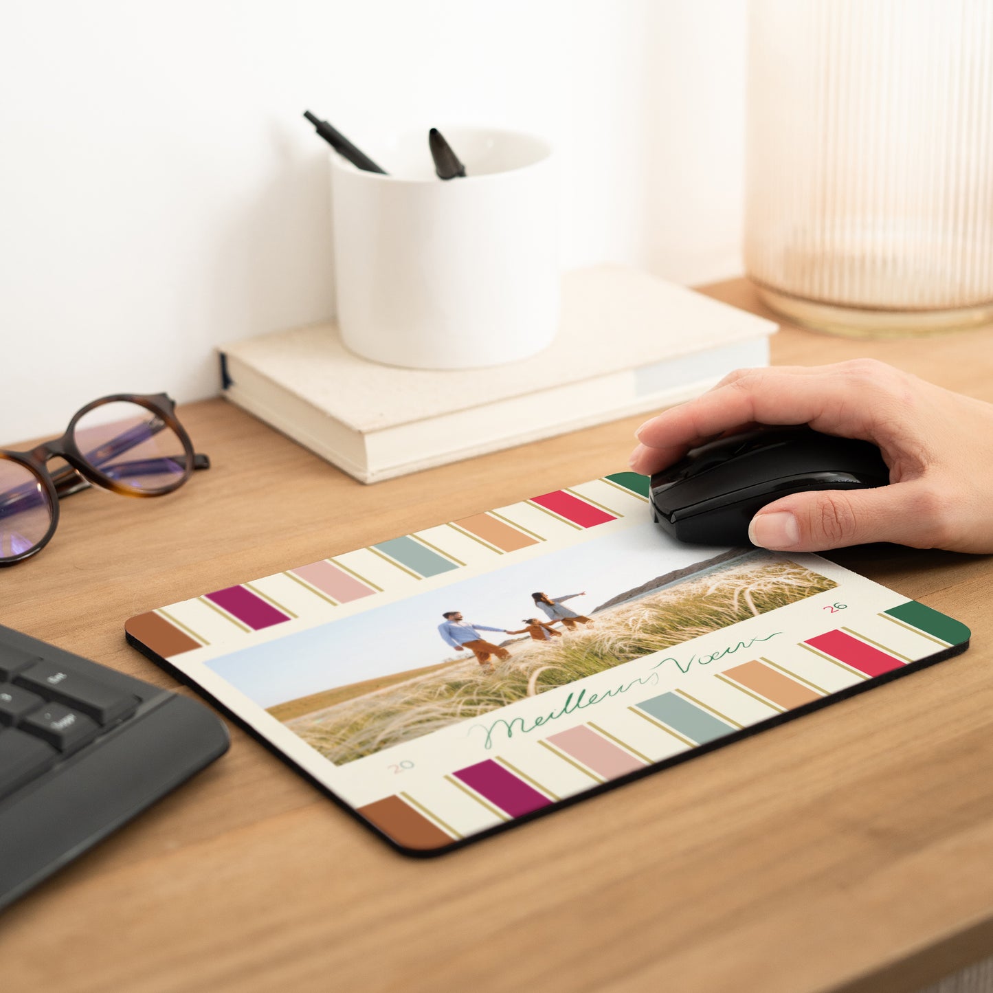 Tapis de souris Fin d'année Rectangle Rubans de Noël photo N° 2