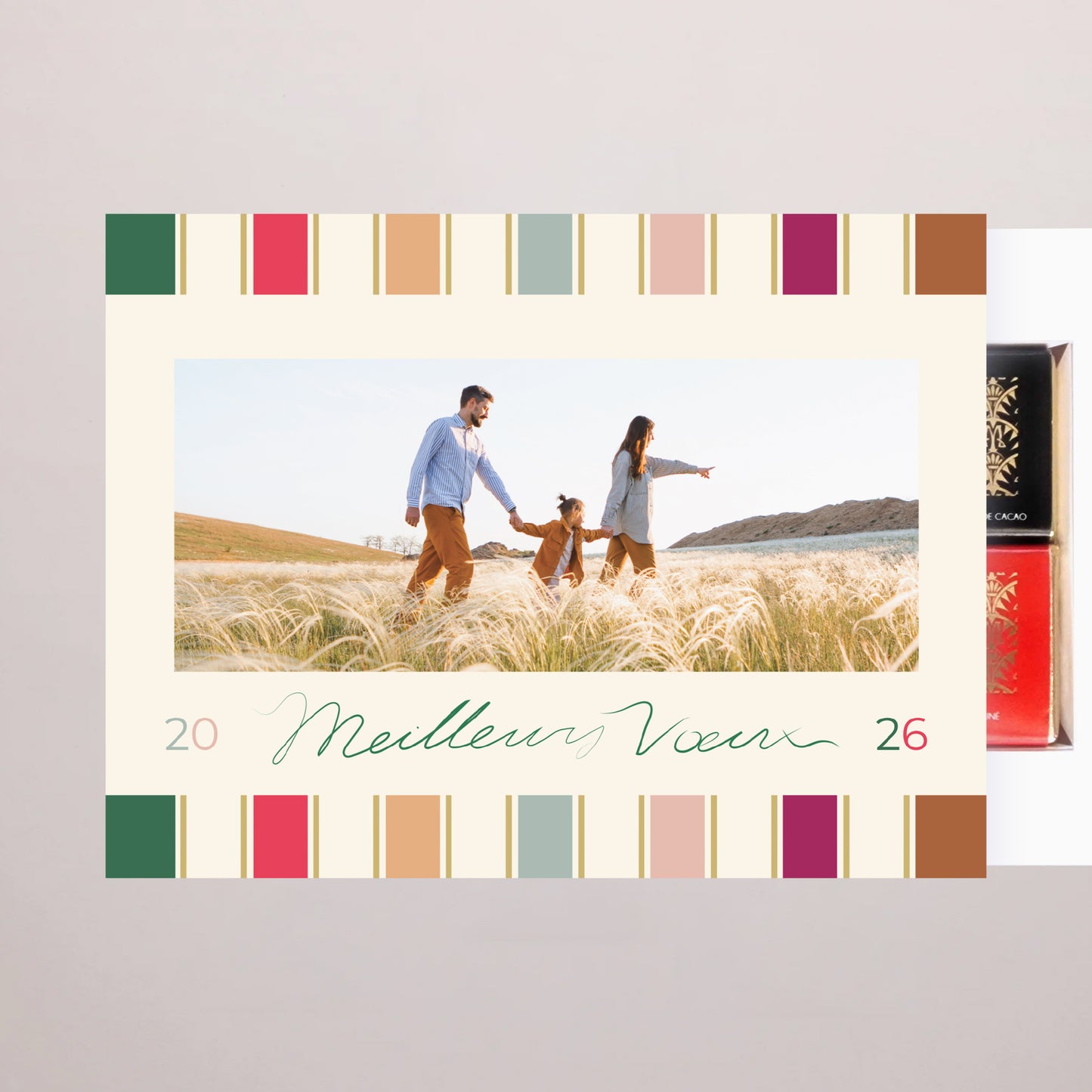 Boite chocolat personnalisée Fin d'année 6 chocolats Rubans de Noël photo N° 2