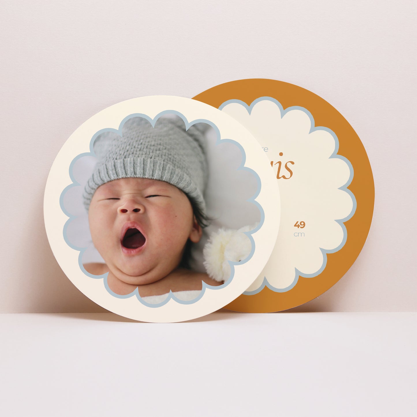 Faire-part Naissance Pochette disque Ambre bleu photo N° 4