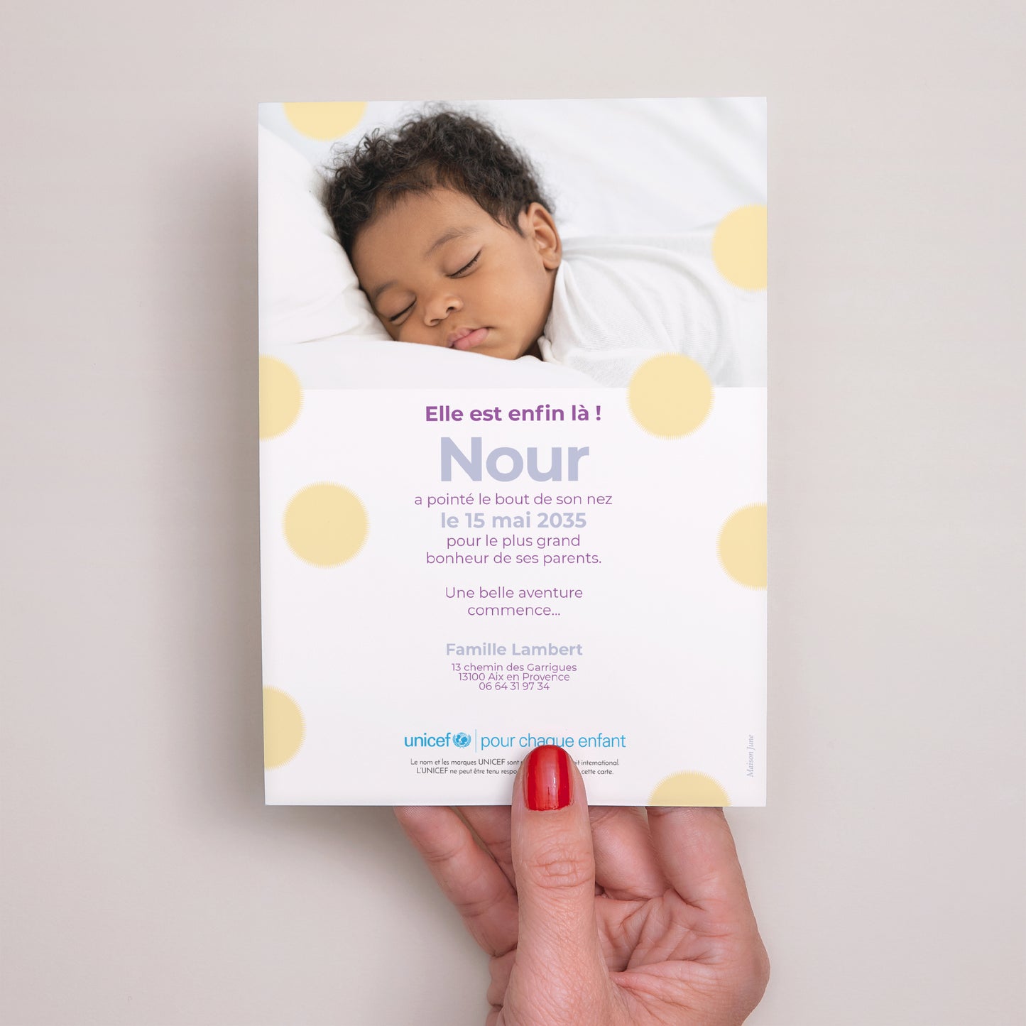 Faire-part Naissance Portrait Petit Chou à pois photo N° 3