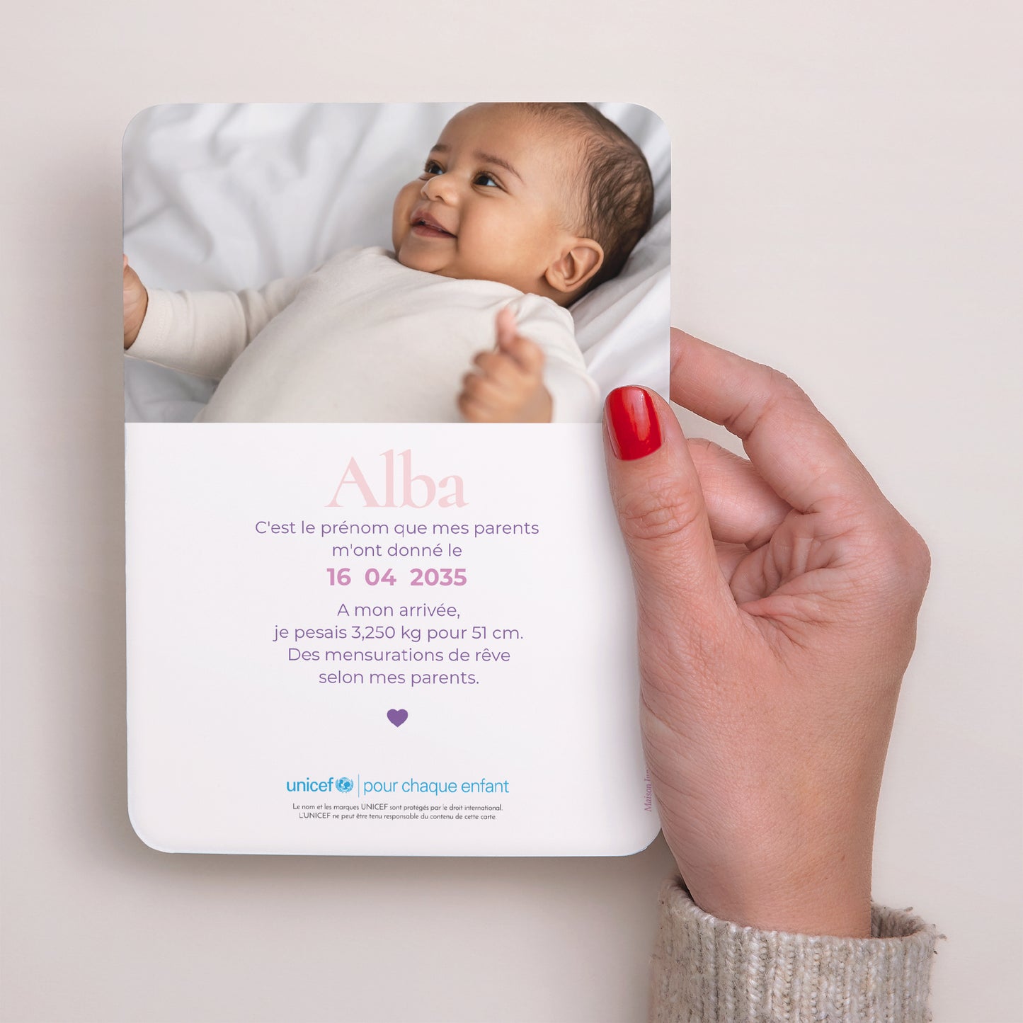 Faire-part Naissance Portrait, bords arrondis Un tout doux petit chou photo N° 3