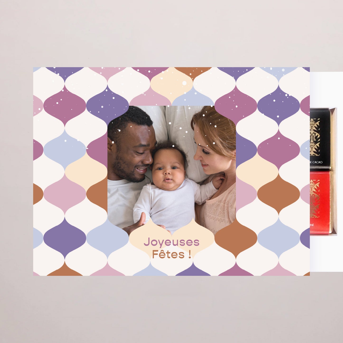 Boite chocolat personnalisée Fin d'année 6 chocolats Ondes d'hiver photo N° 2