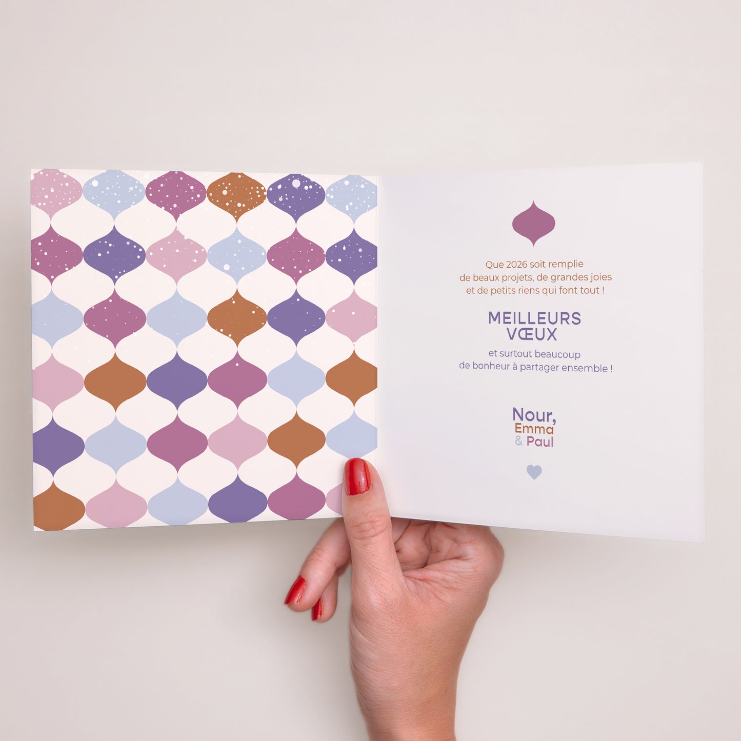 Carte de Noel Fin d'année Carré double volet Ondes d'hiver photo N° 2