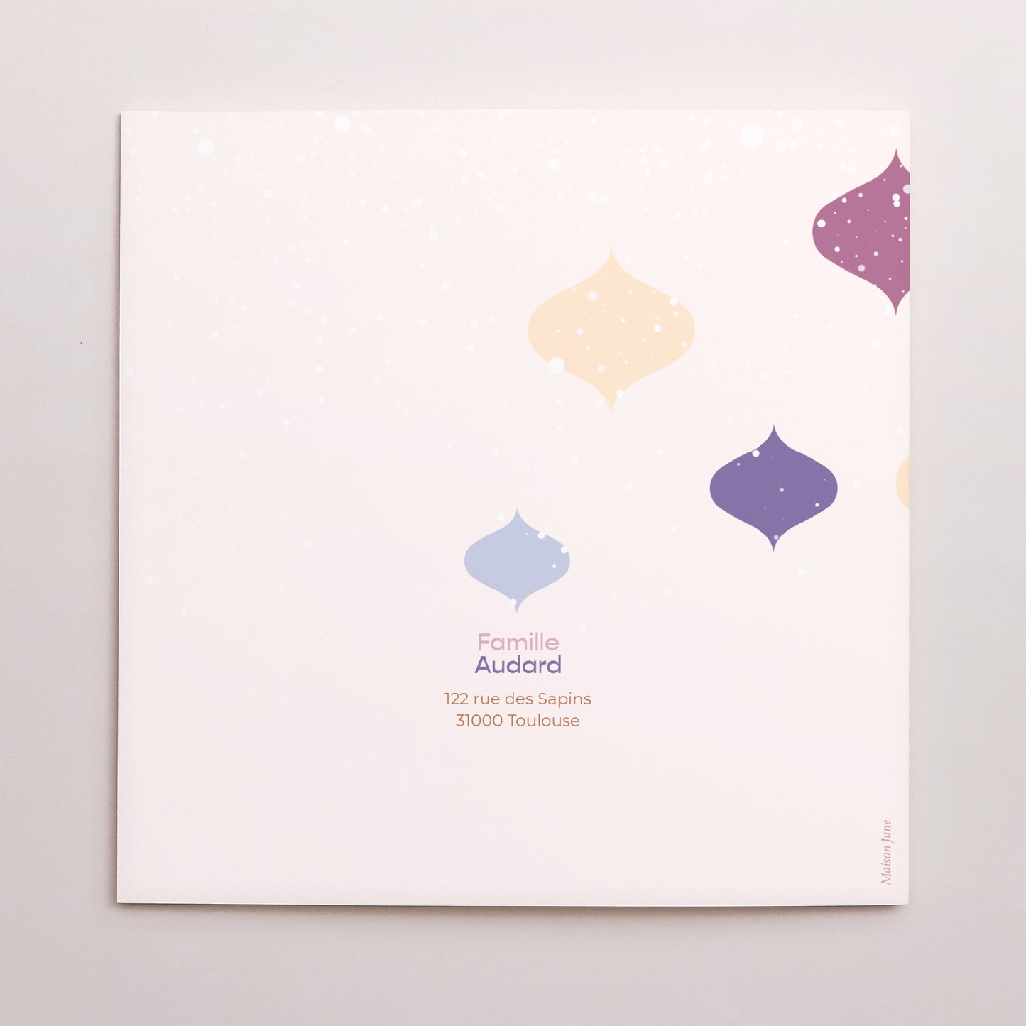 Carte de Noel Fin d'année Carré double volet Ondes d'hiver photo N° 3