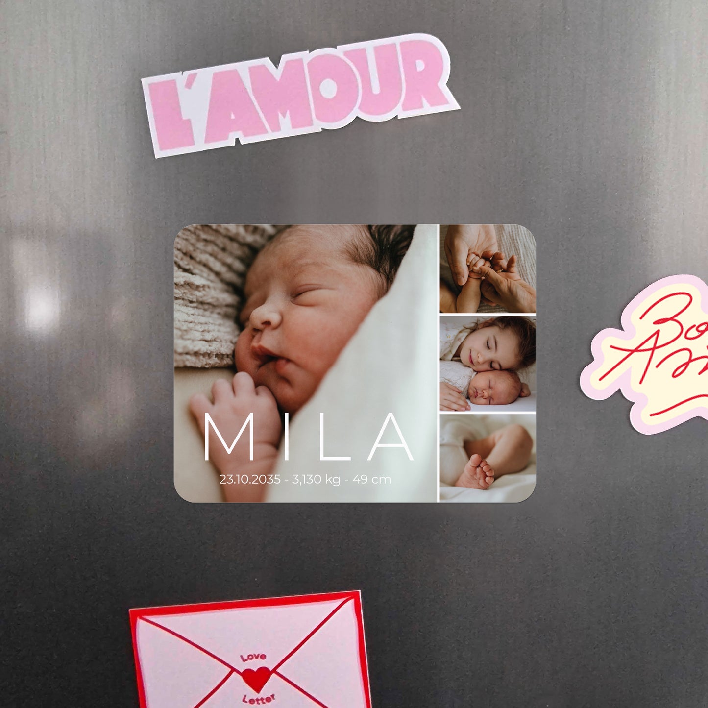 Faire-part Naissance Lot de 8, magnétique, paysage, rectangle coins arrondis L’éclat d’un premier regard photo N° 4