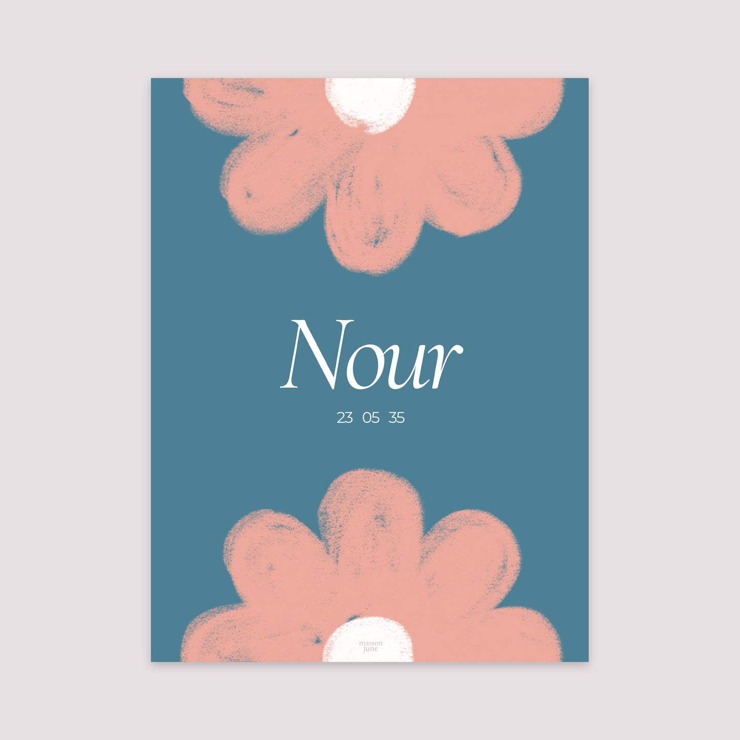Affiche Naissance Portrait 30 x 40 cm Double flowers photo N° 2