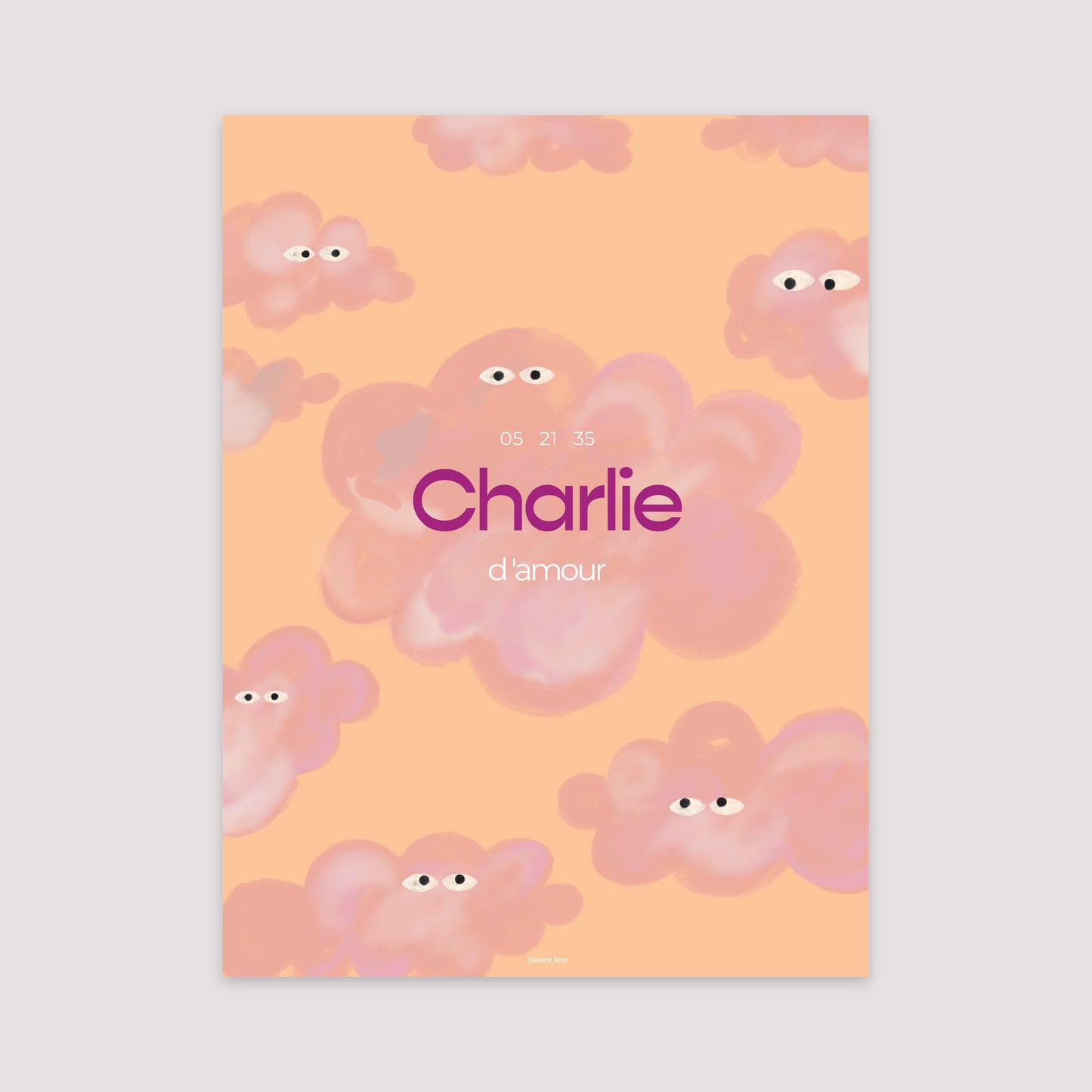 Affiche Naissance Portrait 30 x 40 cm Petits nuages curieux photo N° 2