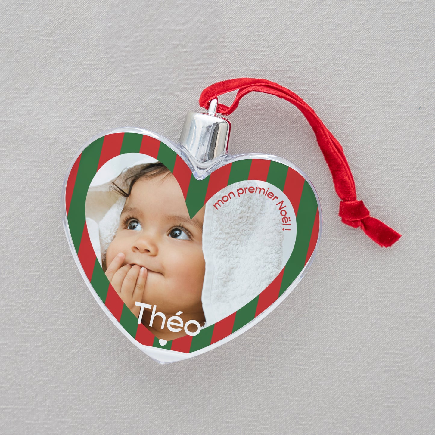 Boule de Noël Fin d'année Cœur Des rayures dans le sapin photo N° 2