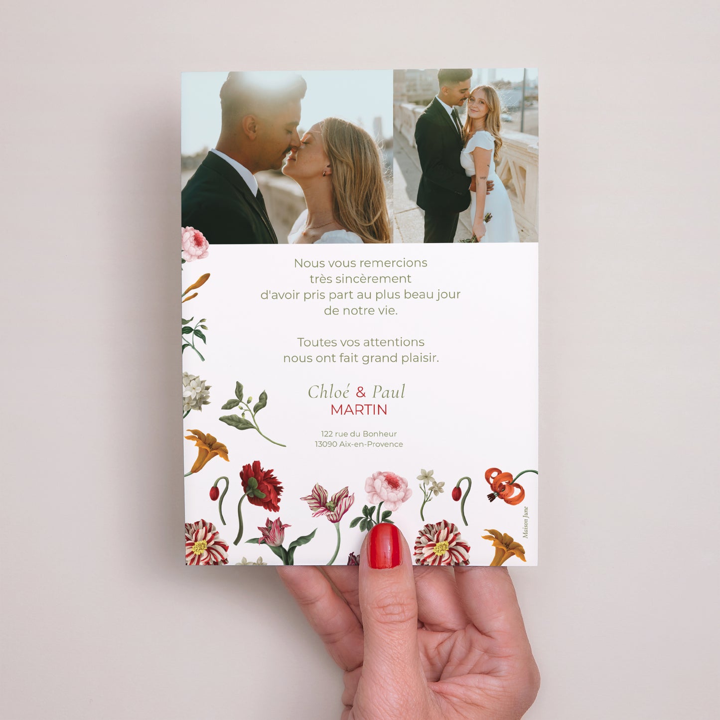 Remerciements Mariage Portrait Botanic Romance photo N° 3