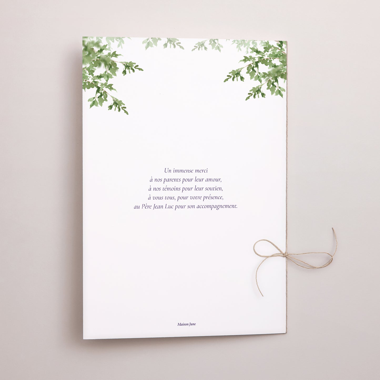 Livret de messe Mariage Double volet Le Domaine de nos cœurs photo N° 3