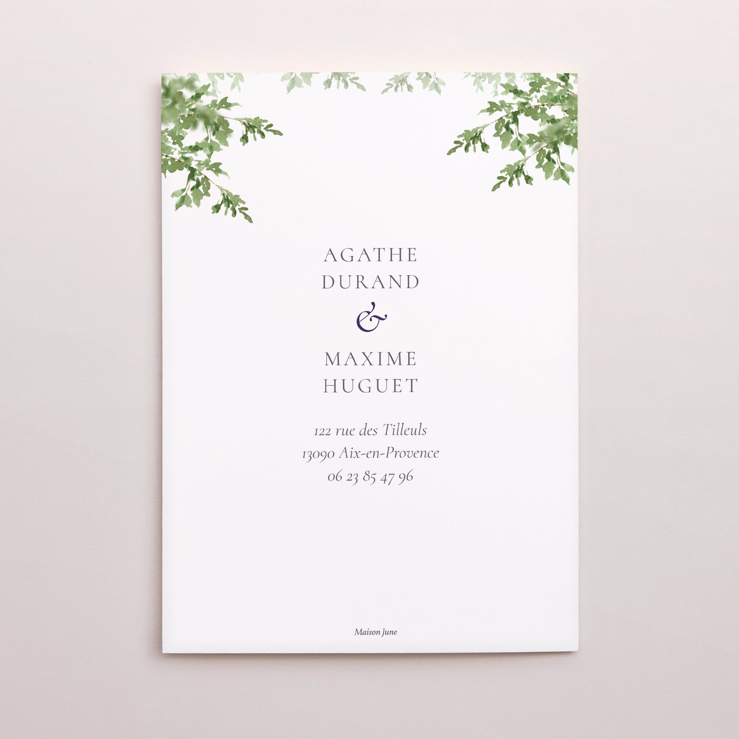 Faire-part Mariage Portrait double volet Le Domaine de nos Cœurs photo N° 3
