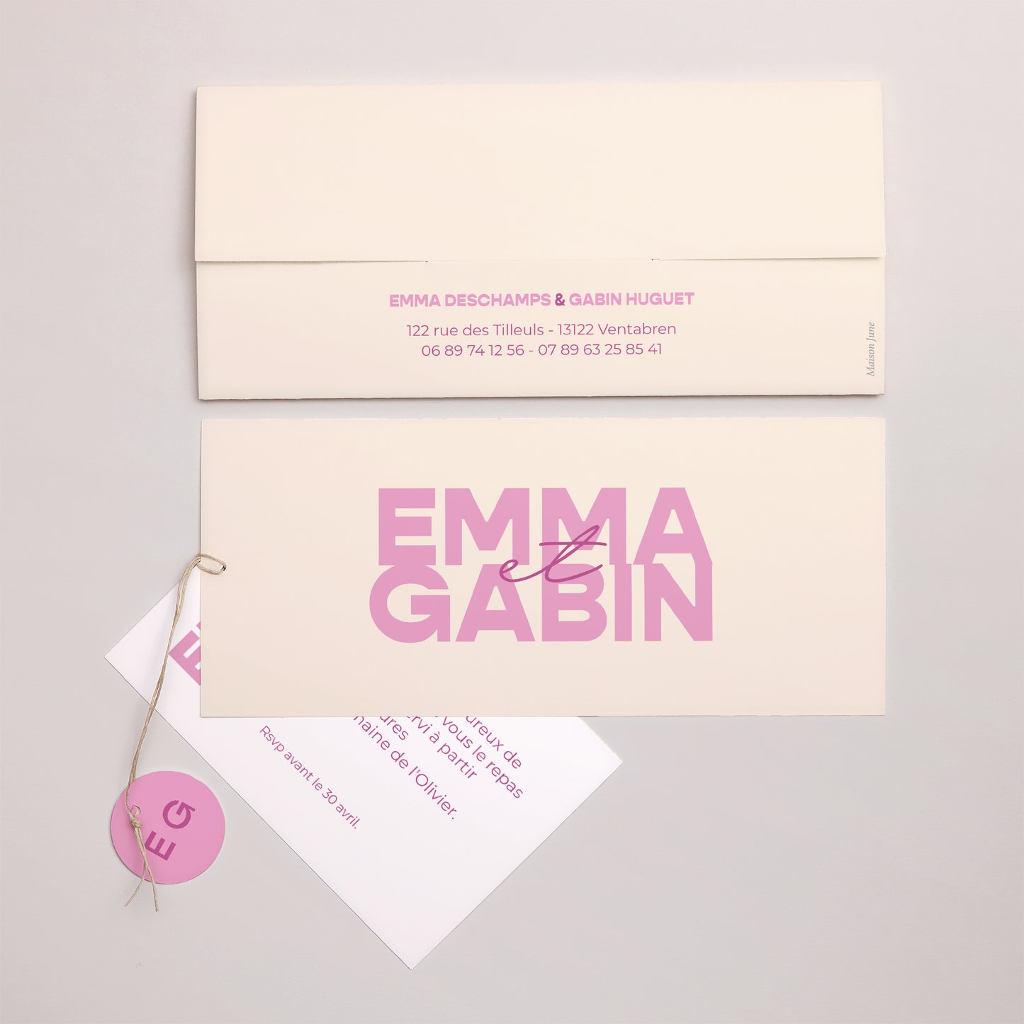 Faire-part Mariage Pochette 2 cartes, étiquette Color Mood photo N° 4