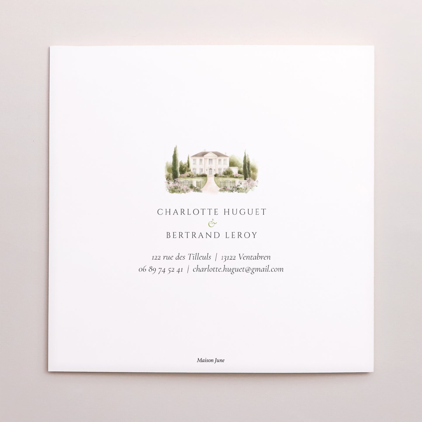 Faire-part Mariage Carré double volet L’Écrin du Domaine photo N° 3