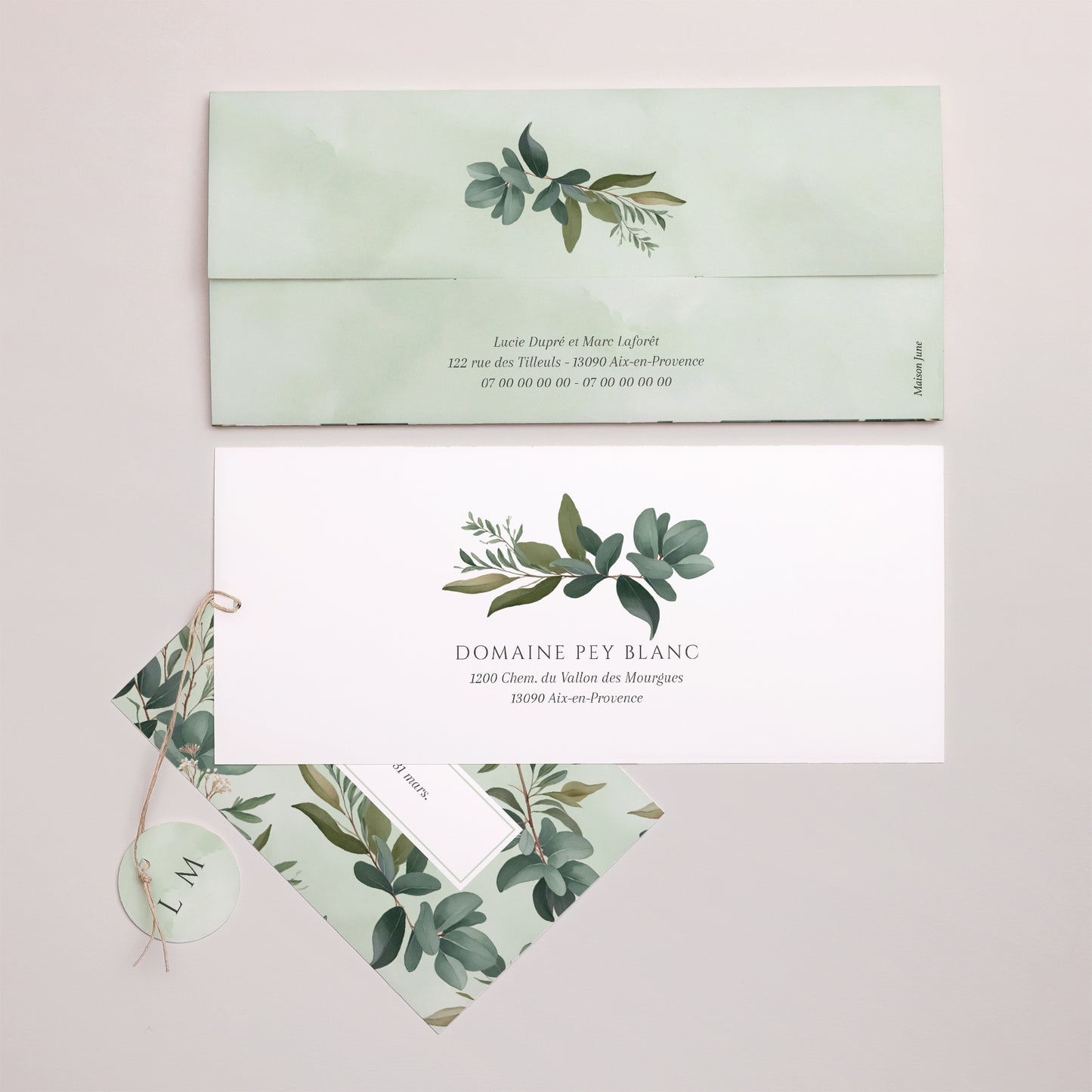 Faire-part Mariage Pochette 2 cartes, étiquette Lisière d’Amour photo N° 4