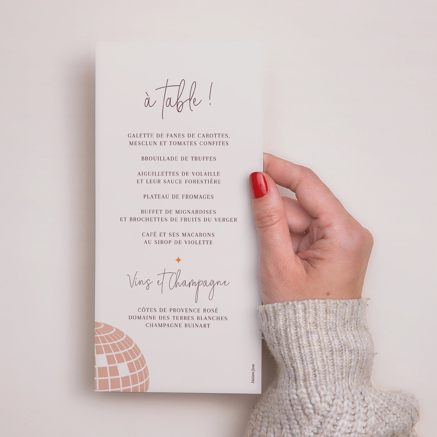 Menu Mariage Panoramique portrait Disco Ball photo N° 3