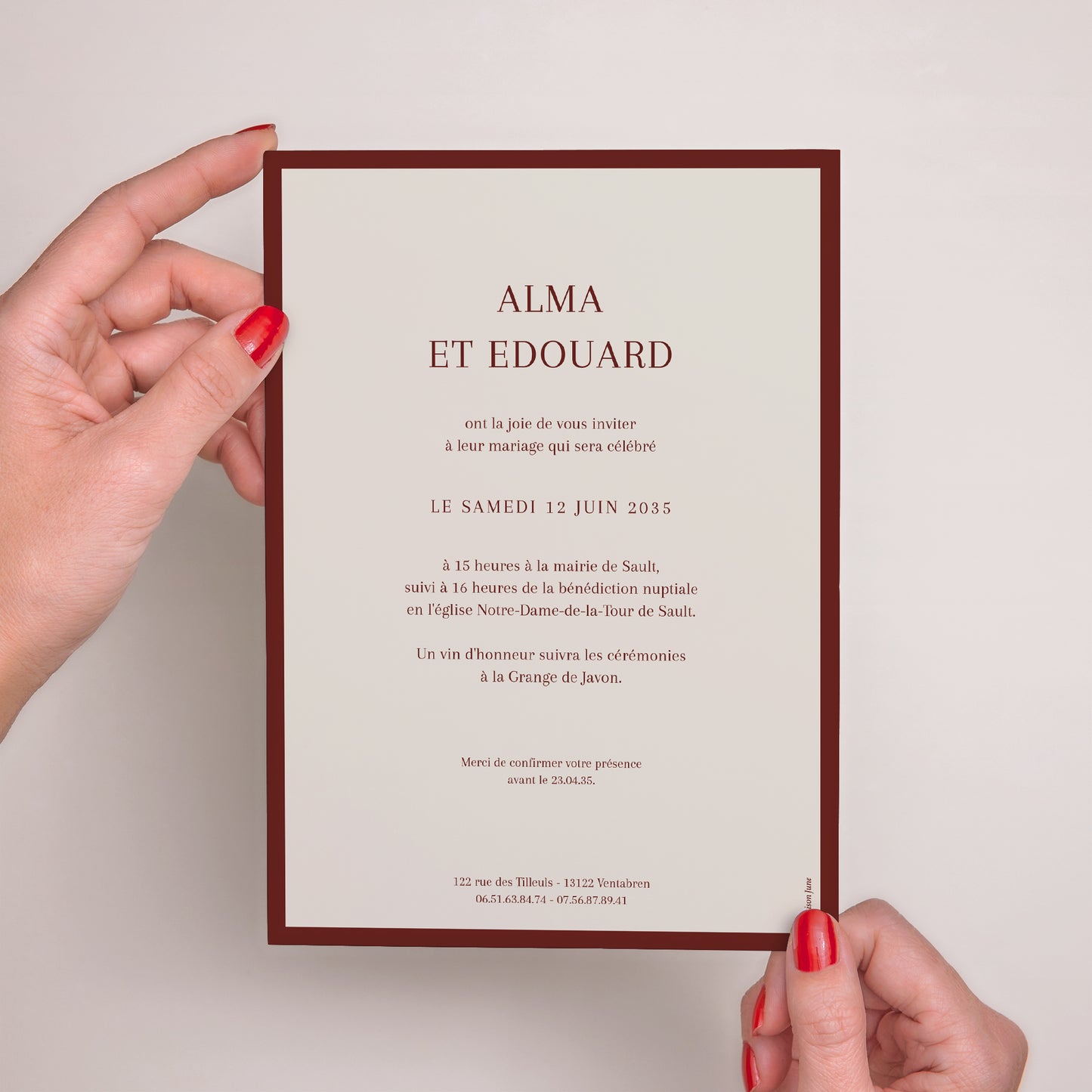 Faire-part Mariage Grand format rectangle Old Money photo N° 3