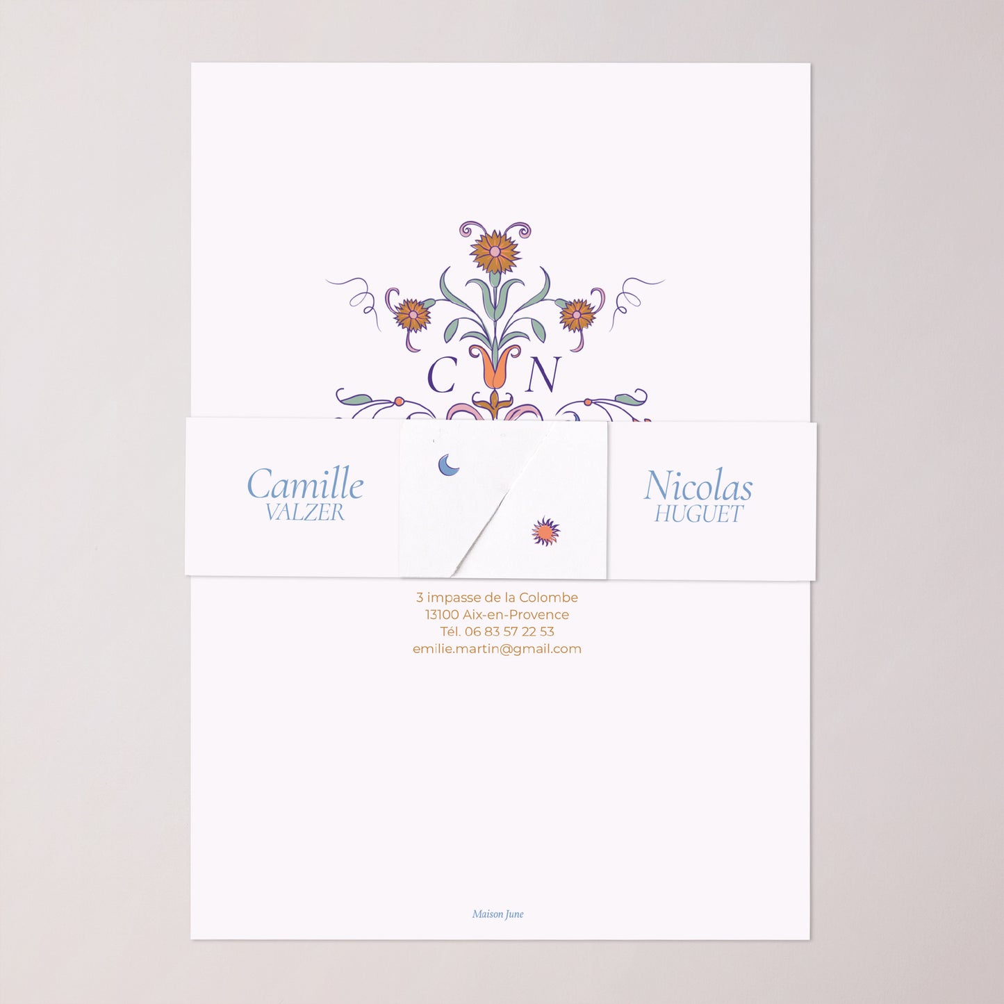 Faire-part Mariage bandeau, 2 cartes Décorum Amoureux photo N° 4