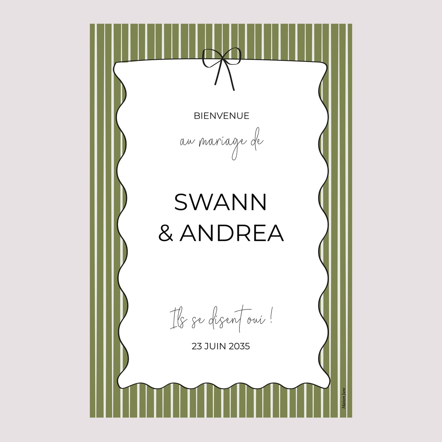 Panneau bienvenue Mariage Portrait 60 x 90 cm All Green photo N° 2
