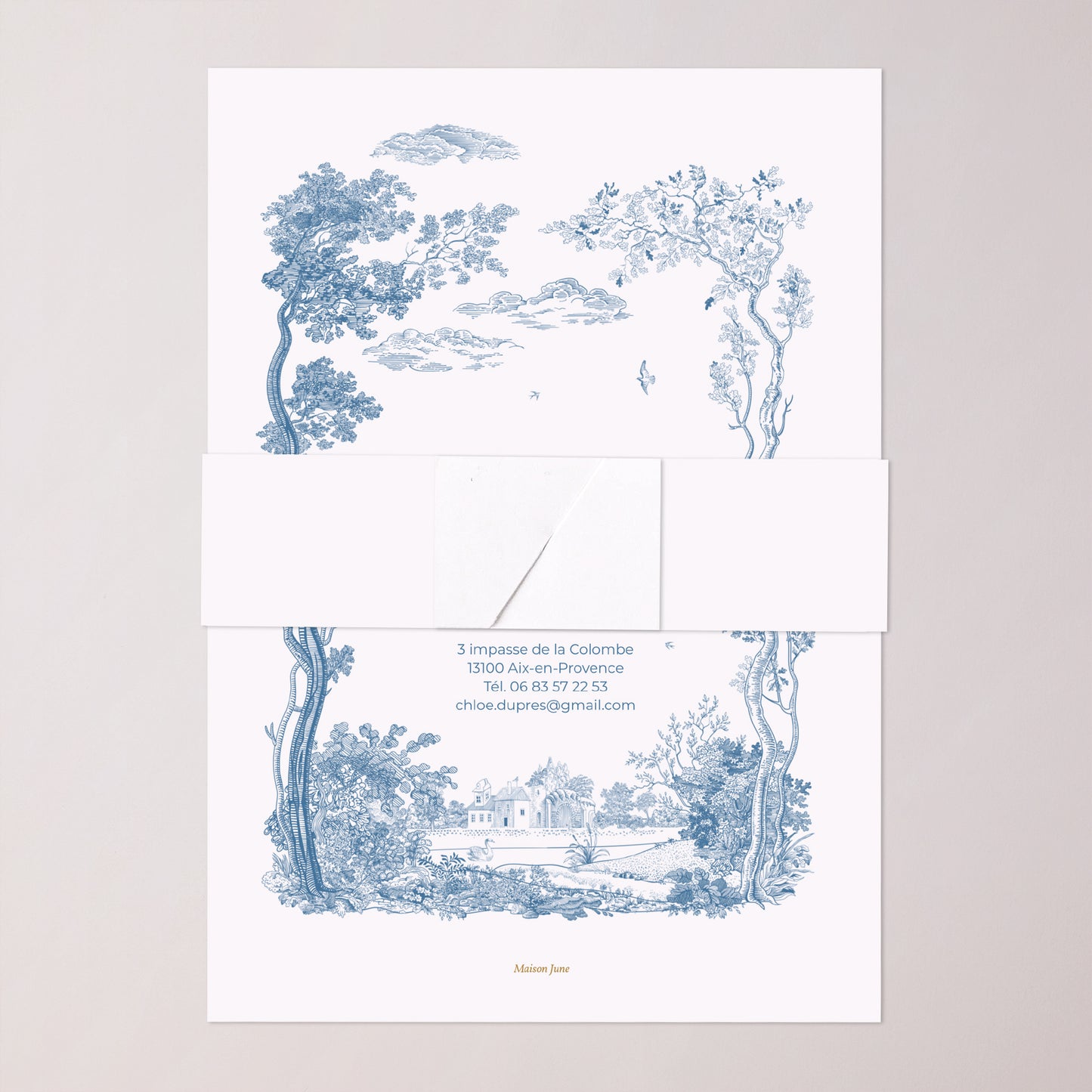 Faire-part Mariage bandeau, 2 cartes Les Jardins Bleus photo N° 5
