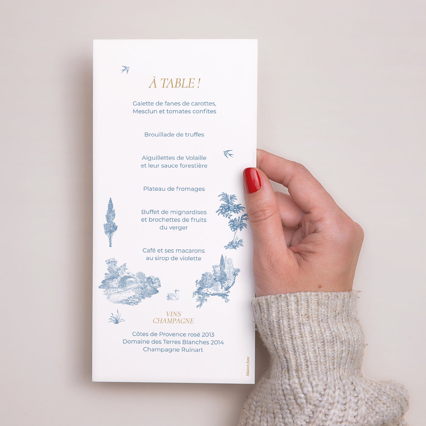 Menu Mariage Panoramique portrait Les Jardins Bleus photo N° 3