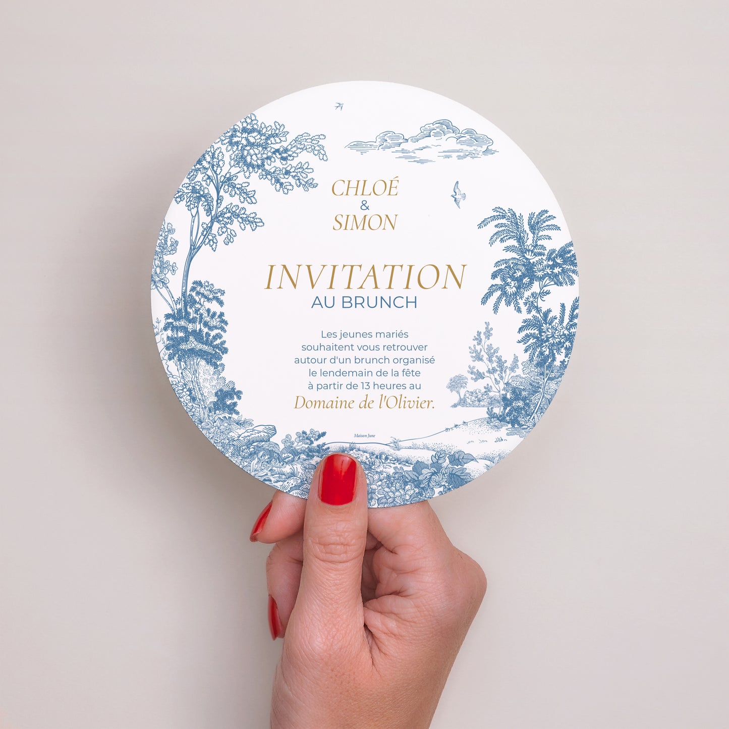 Invitations Mariage Rond Les Jardins Bleus photo N° 3