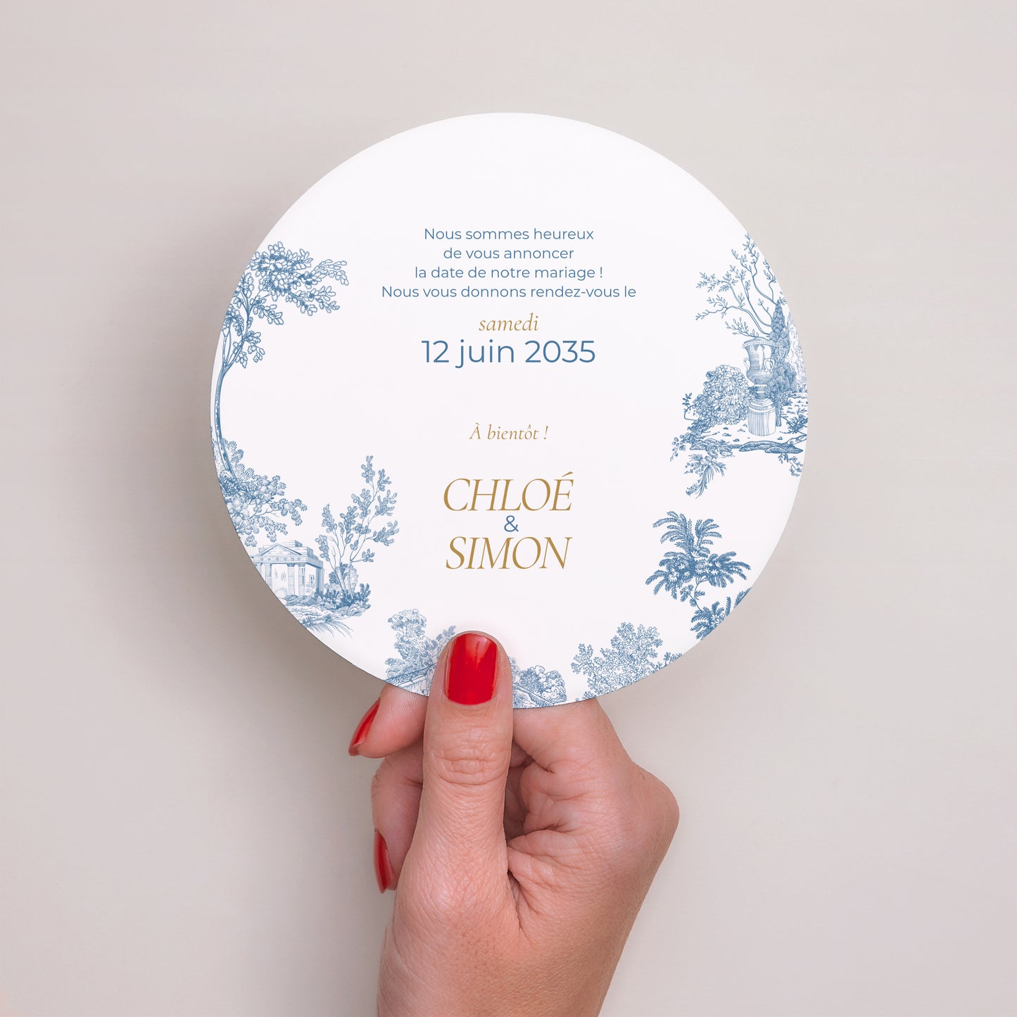 Save the date Mariage Rond Les Jardins Bleus photo N° 3