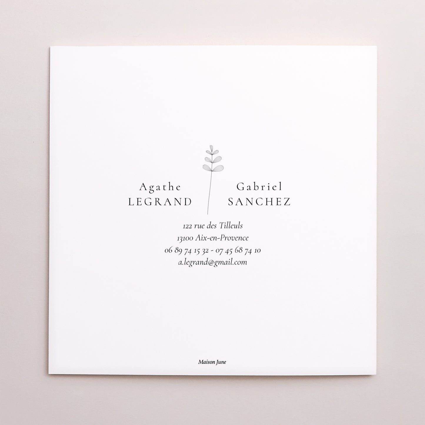 Faire-part Mariage Carré double volet Élégance Végétale photo N° 3