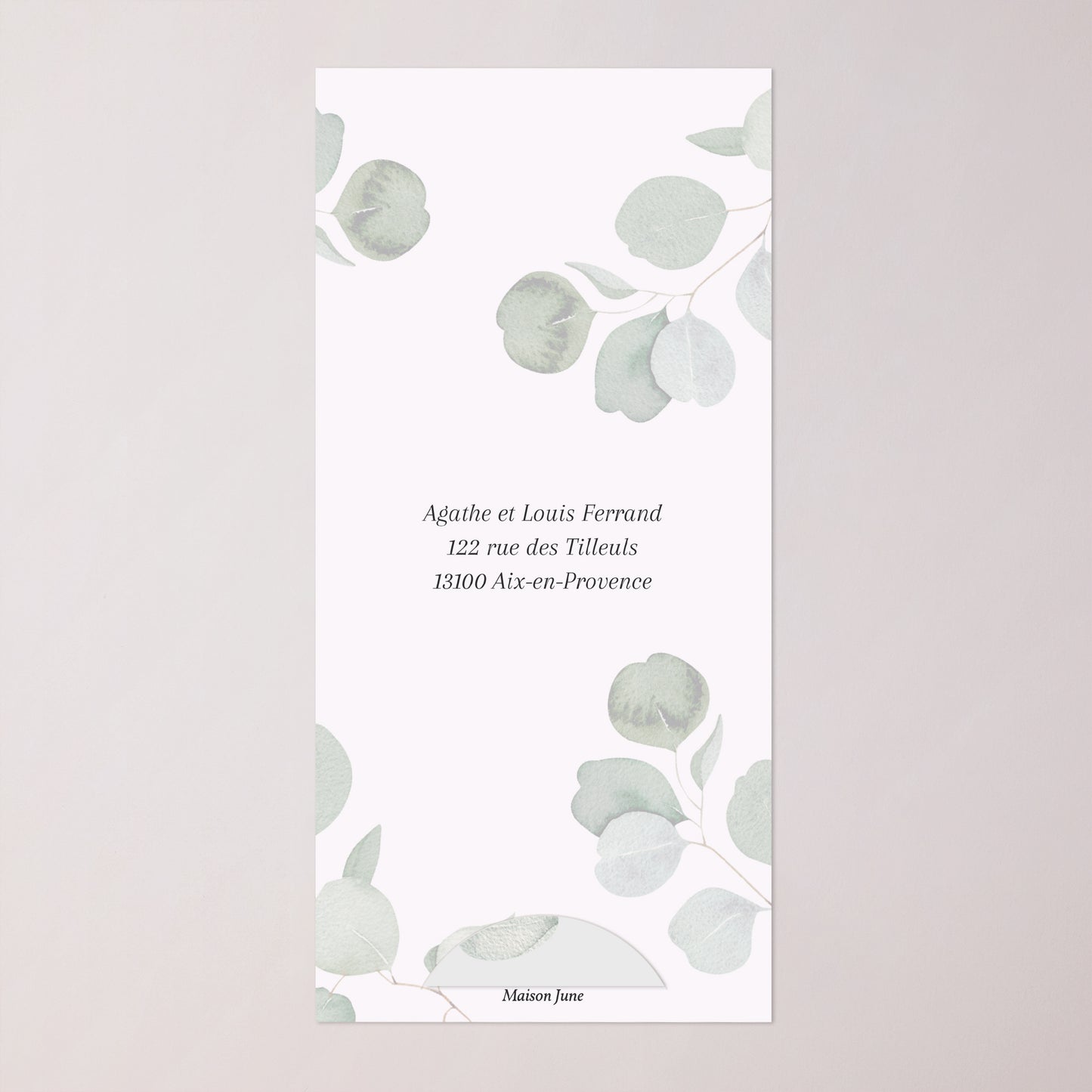 Faire-part Baptême Pochette, 2 cartes, étiquette ronde Feuilles de Lumière photo N° 4