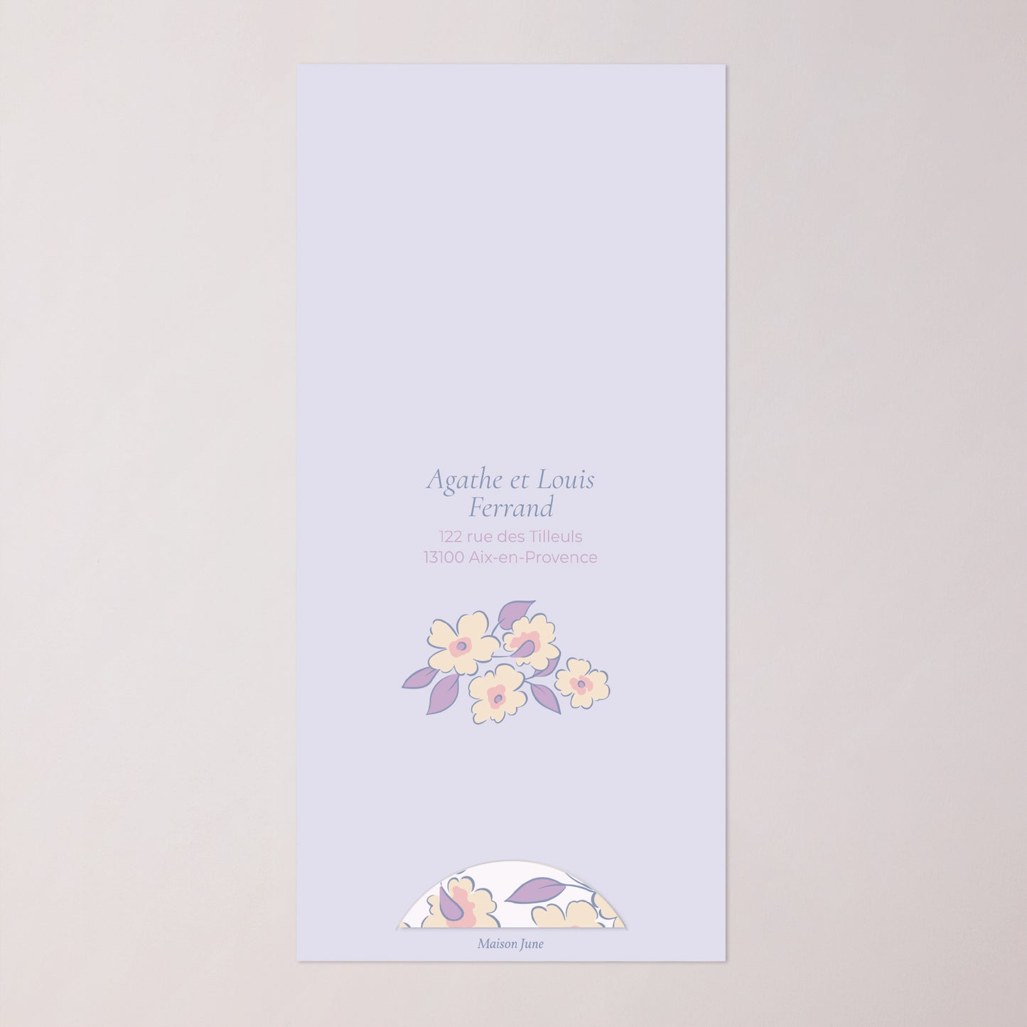 Faire-part Baptême Pochette, 2 cartes, étiquette ronde Douce Floraison photo N° 4