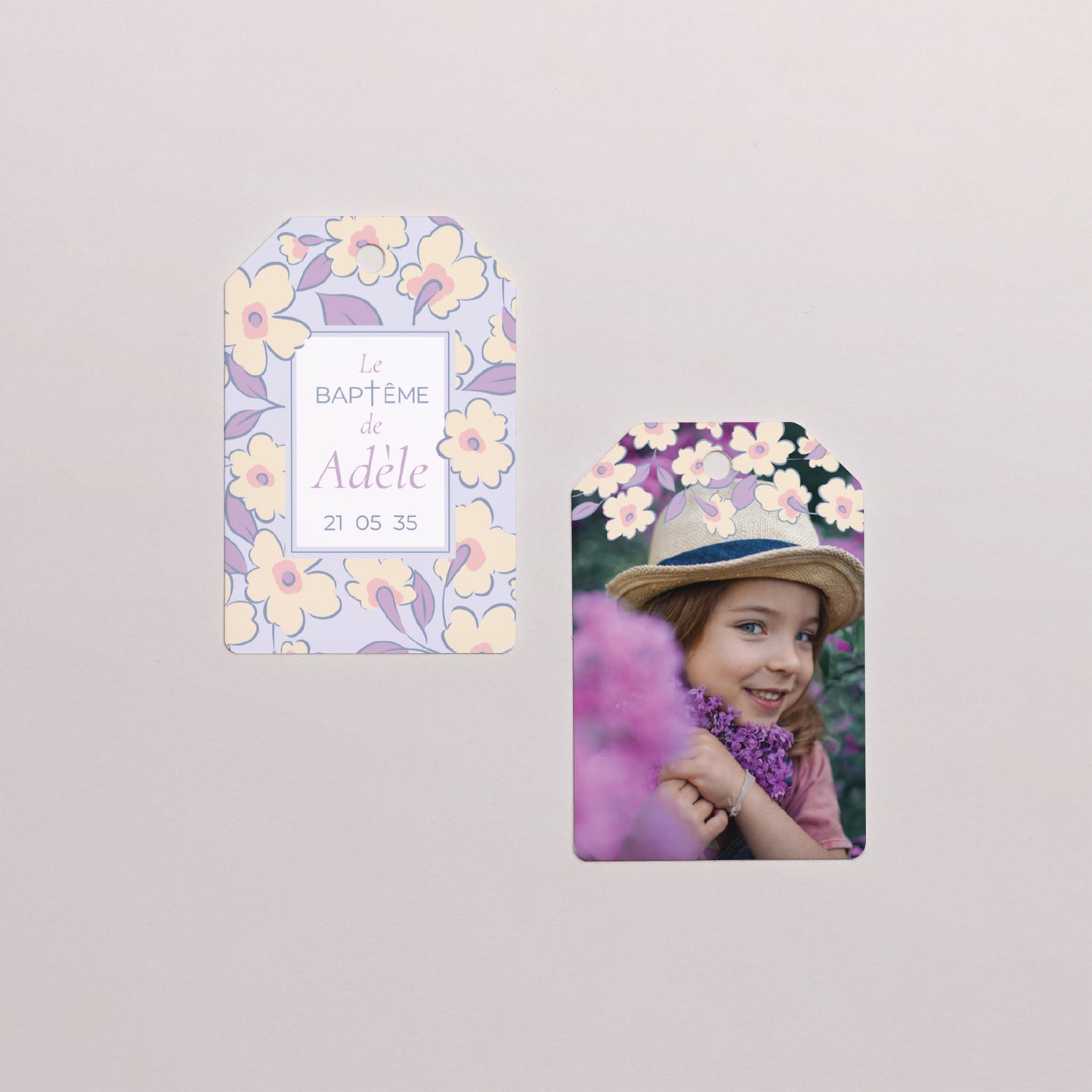 Boîte à dragées Baptême boule avec étiquette fanion Douce Floraison photo N° 4