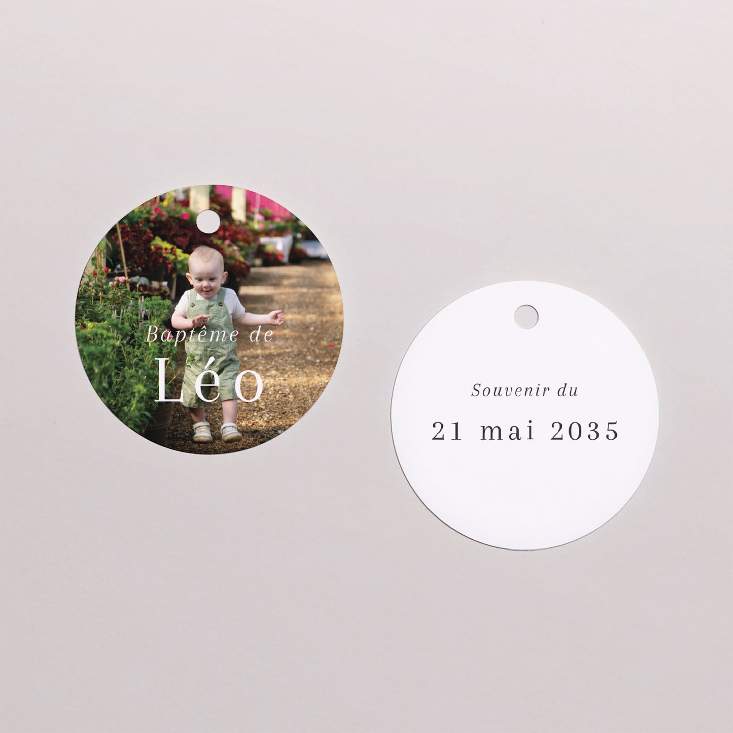 Boîte à dragées Baptême boule avec étiquette ronde Instantané Sacré photo N° 3