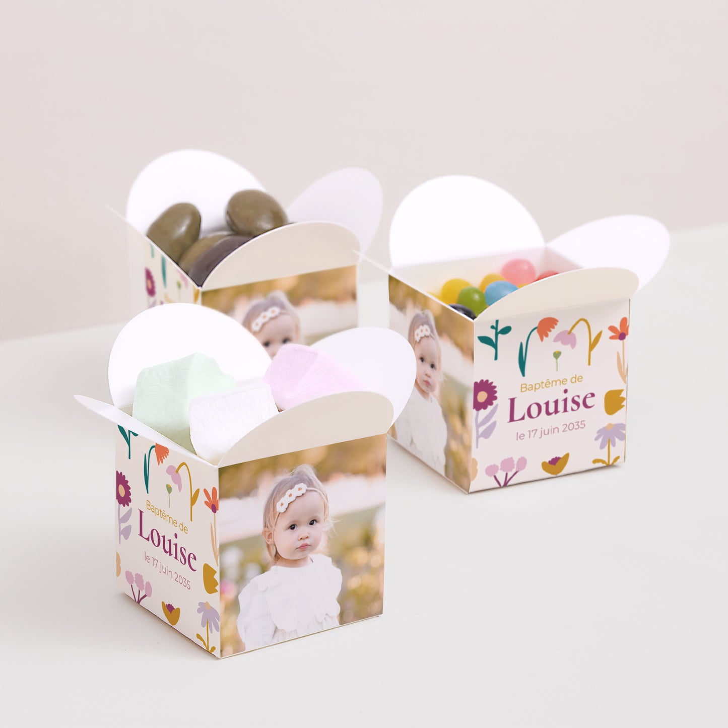 Boîte à dragées Baptême Ouverture papillon Bourgeons de Joie photo N° 3