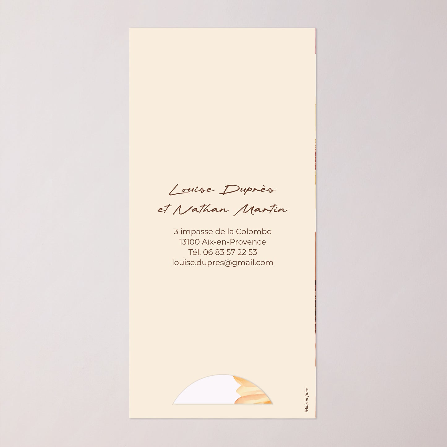 Faire-part Mariage Pochette, 2 cartes, étiquette ronde Éclats de Fleurs photo N° 4