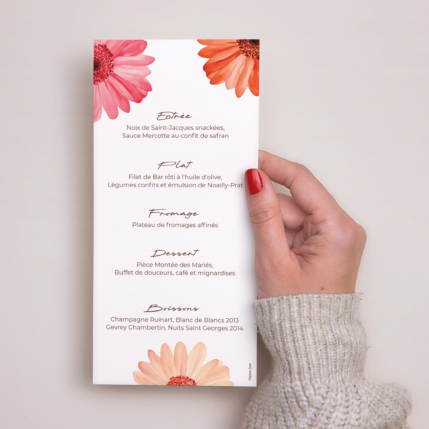 Menu Mariage Panoramique portrait Éclats de Fleurs photo N° 3