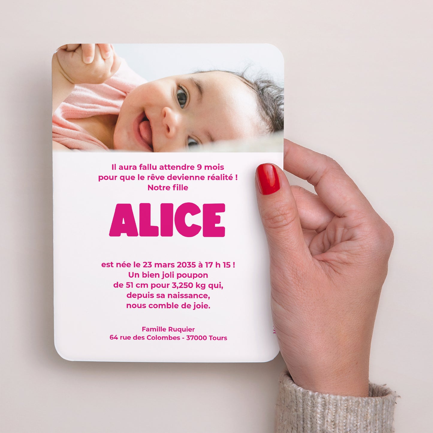 Faire-part Naissance Portrait, bords arrondis Born cool II photo N° 3